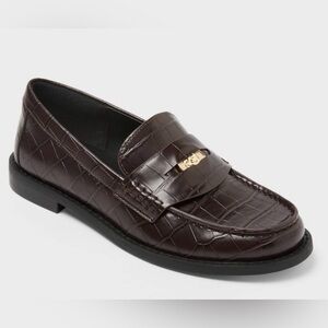Chocolate Loafers - Faux Croc - women’s 8